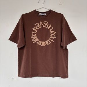 Acne Studios Embroidered Circle Logo Tee in Chocolaté